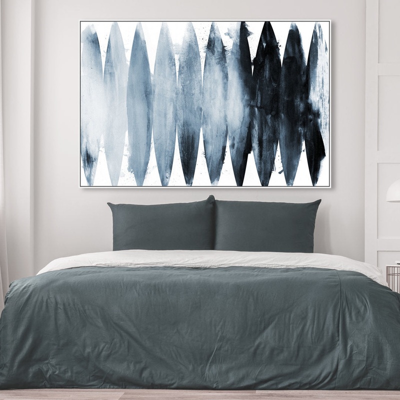 Abstract Paradise Found Muted – Painting Print on Canvas Art Remedy Size: 16″ H x 24″ W x 1.5″ D Format: White Framed