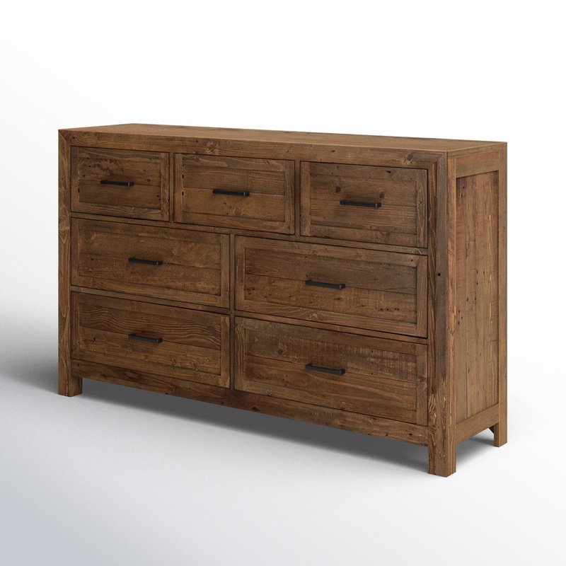 Craigsville 7 Drawer 63″ W Solid Wood Dresser Three Posts