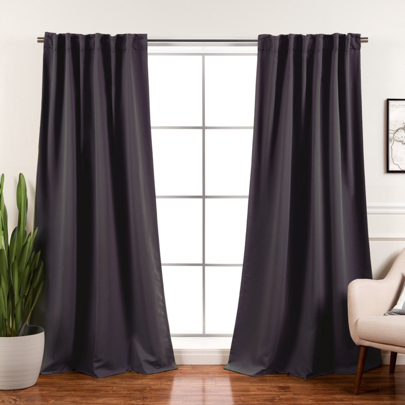 Bantam Solid Blackout Thermal Rod Pocket Curtain Panels (Set of 2) Ebern Designs Curtain Color: Dark Gray Size per Panel: 52″ W x 84″ L