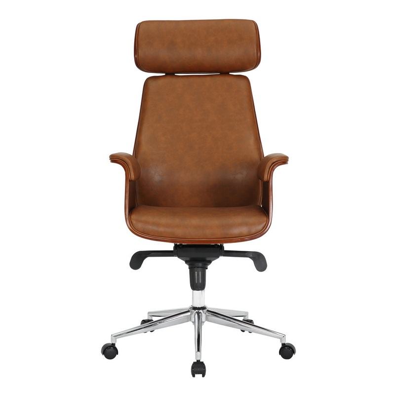 Baver Faux Leather Mid-Century Executive Office Chair Corrigan Studio Upholstery Color: Brown