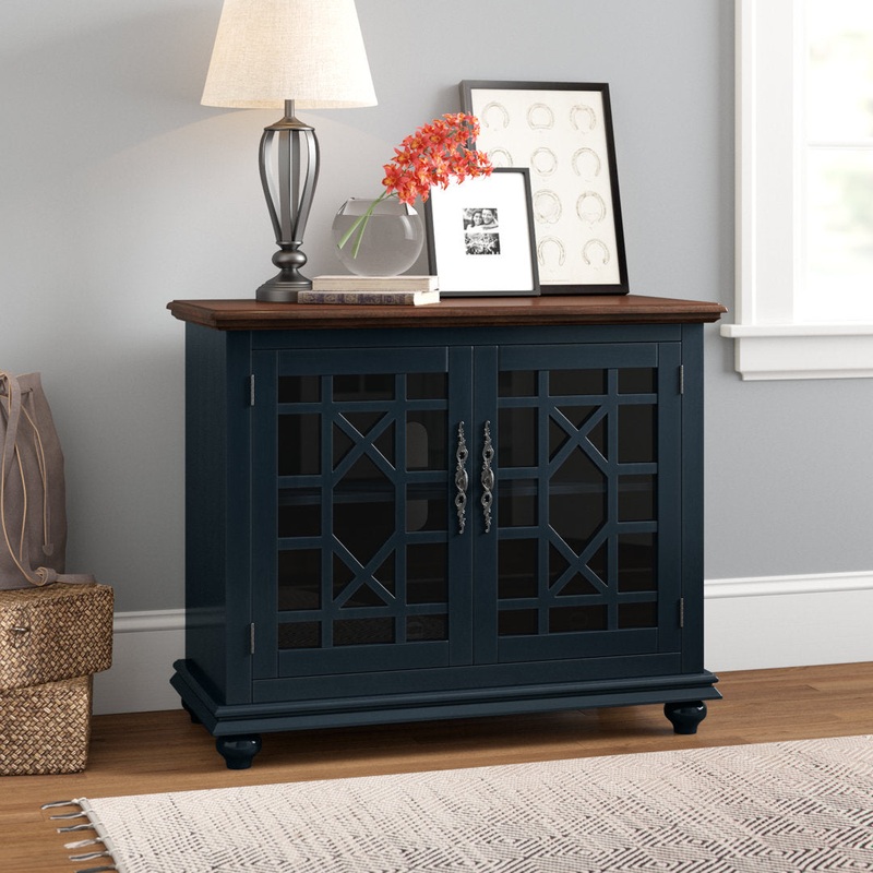 Ahmara 2 – Door Accent Cabinet Three Posts Color: Coffee Walnut/Catalina Blue