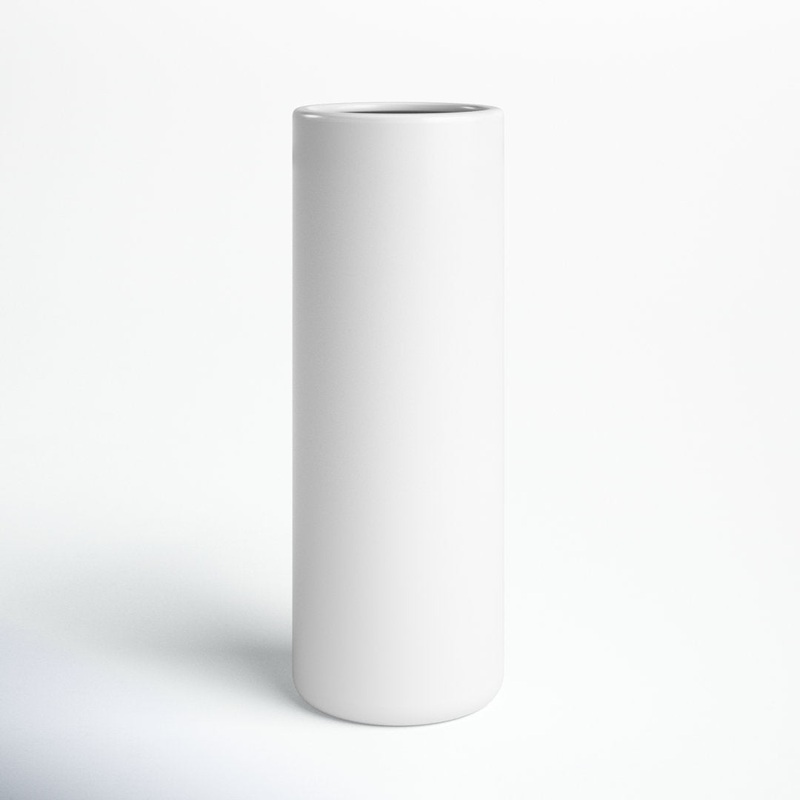 Astou Handmade Porcelain Floor Vase Wade Logan Color: White
