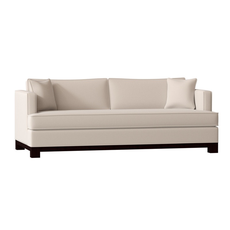 Cassidy Recessed Arm Sofa with Reversible Cushions Poshbin Leg Color: Walnut Size: 84 Inches Body Fabric: Key Oatmeal