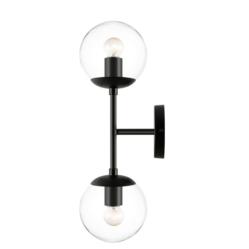 Cournoyer 2-Light Dimmable Wallchiere George Oliver Shade Color: Clear Finish: Black