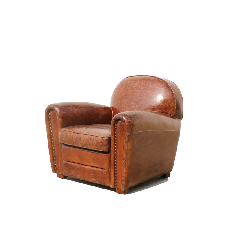 32″ Wide Top Grain Leather Armchair Pasargad