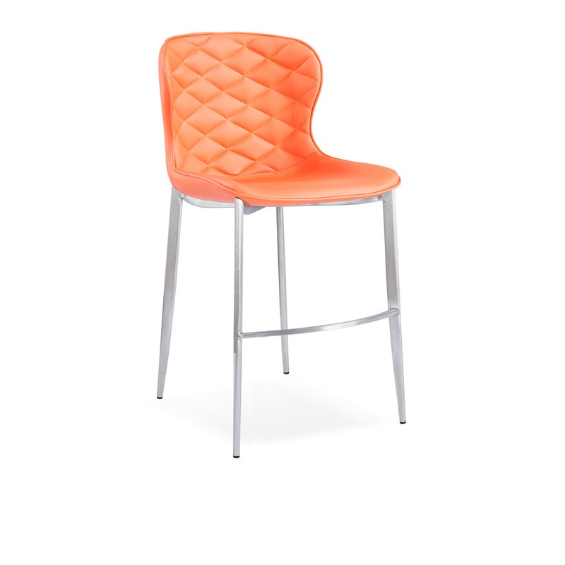 Albert Upholstered Bar & Counter Stool Upper Square Base Color: Stainless Steel, Upholstery Color: Orange Seat Height: Counter Stool (24 Seat Height)
