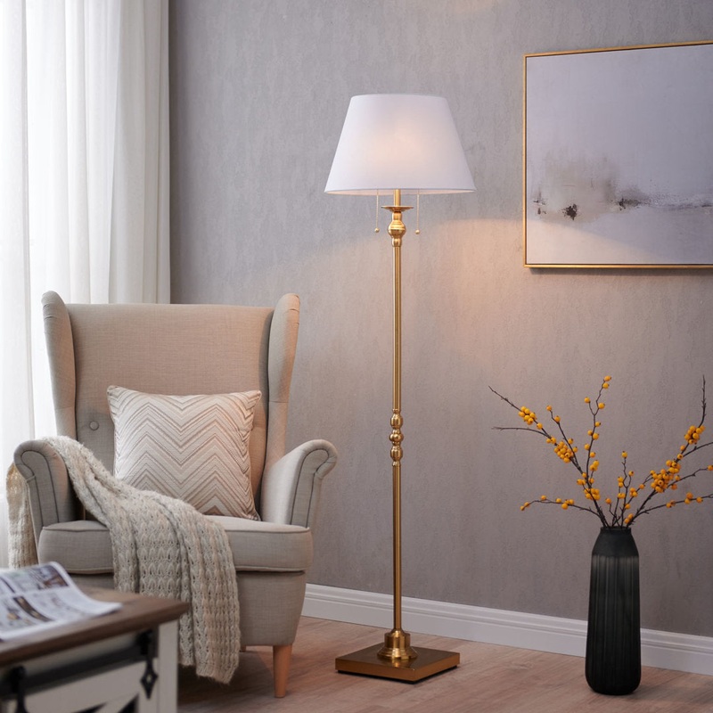 Amiyra 61″ Floor Lamp Alcott Hill Base Finish: Antique Gold