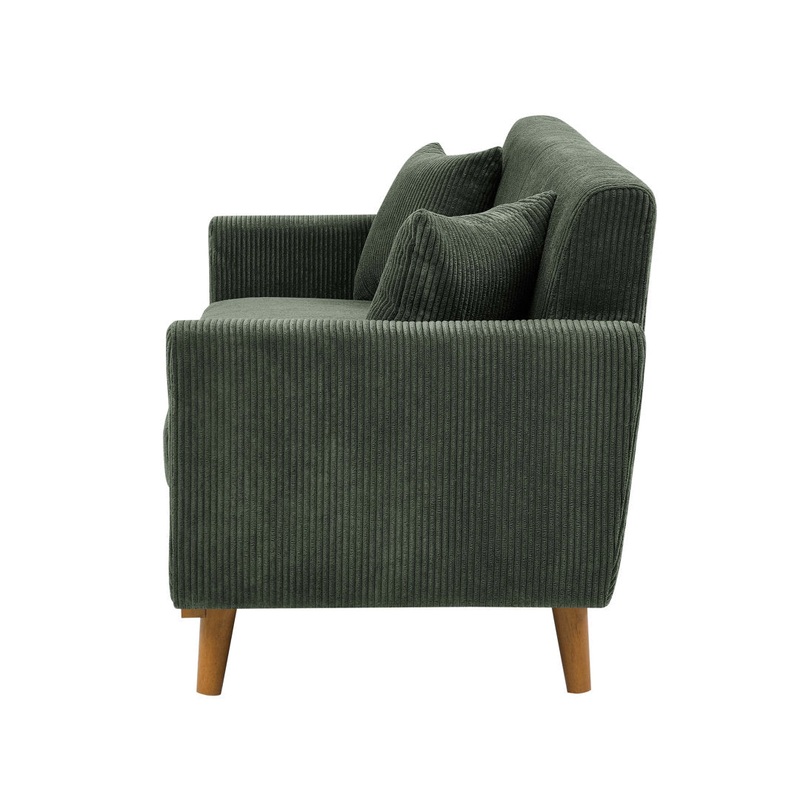 Artina 65” Square Arm Loveseat Wade Logan Fabric: Dark Green Corduroy