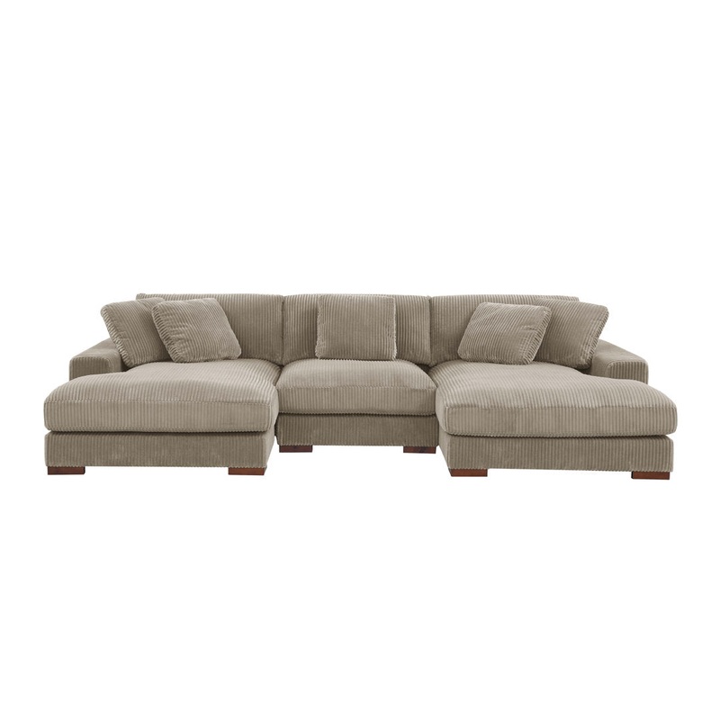 Cabbar 3-Piece Upholstered Sectional Wade Logan Body Fabric: Camel Corduroy