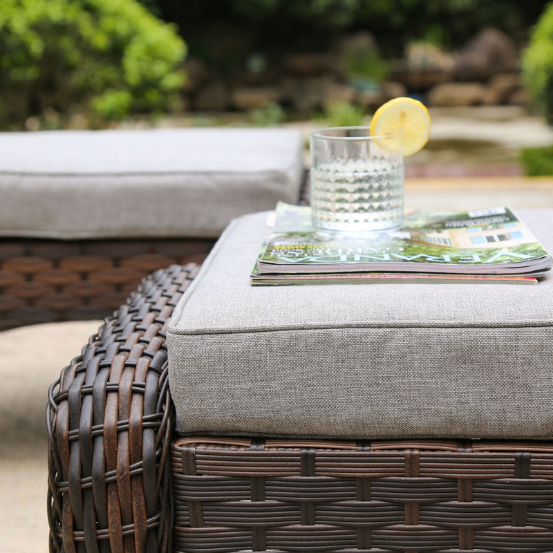 Alejah 4 Piece Rattan Sofa Seating Group with Cushions Lark Manor Ottoman Included: Yes