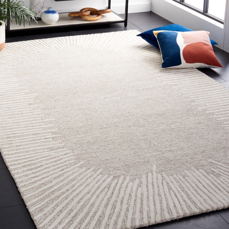Antonyio Abstract Handmade Tufted Area Rug in Natural/Ivory Wade Logan Rug Size: Square 10′