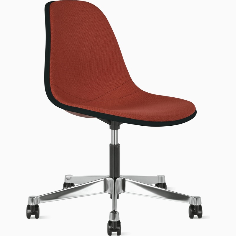Eames Molded Upholstered Side Chair with Task Base