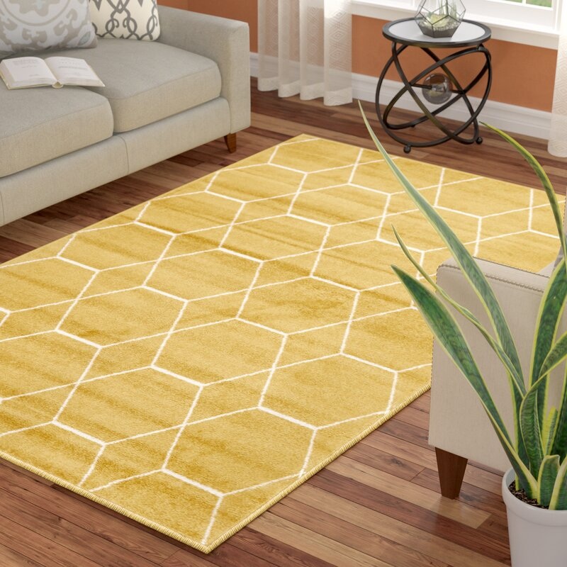 Elborough Geometric Yellow Area Rug-10’x13′