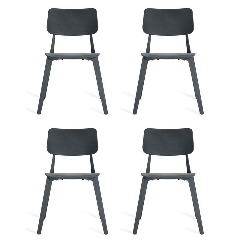 Stellar Stacking Side Chair (Set of 4) TOOU Color: Anthracite