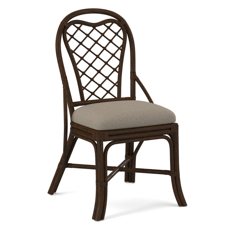 Trellis Back Side Dining Chair Braxton Culler Upholstery Color: Beige Performance Fabric; 0851-73, Frame Color: Coffee