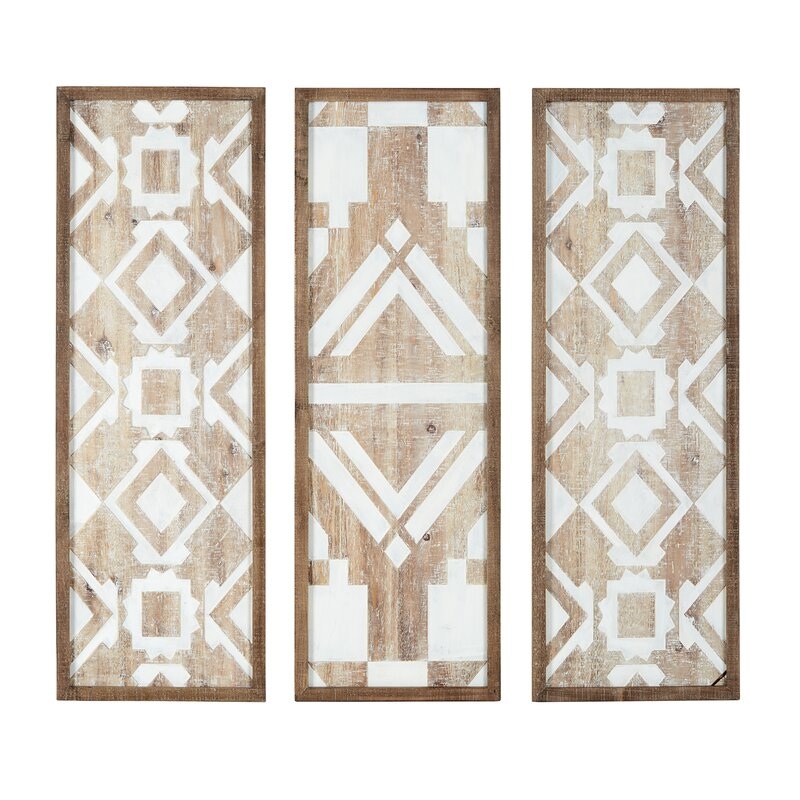 3 Piece Natural Wood Dcor Set