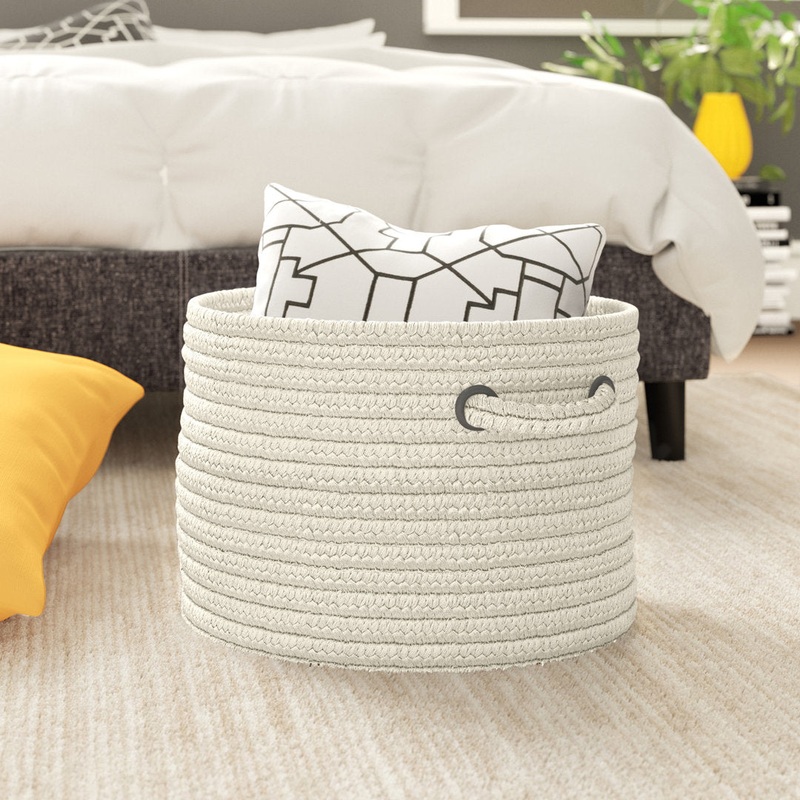 Braided Indoor/Outdoor Storage Basket Dovecove Color: White Size: 12″ H x 18″ W x 18″ D