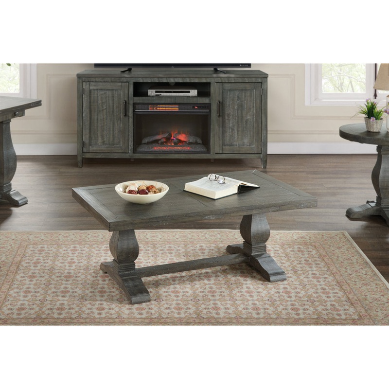 Sarcoline Solid Wood Pedestal Coffee Table The Twillery Co. Table Top Color/Table Base Color: Gray