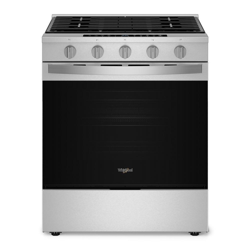 Whirlpool WSGS7530RZ 30-Inch Smart Slide In Gas Range With Air Cooking Technology, No Preheat Air Fry, Wipeclean Coating, Steam/Self Clean And High Speed Preheat