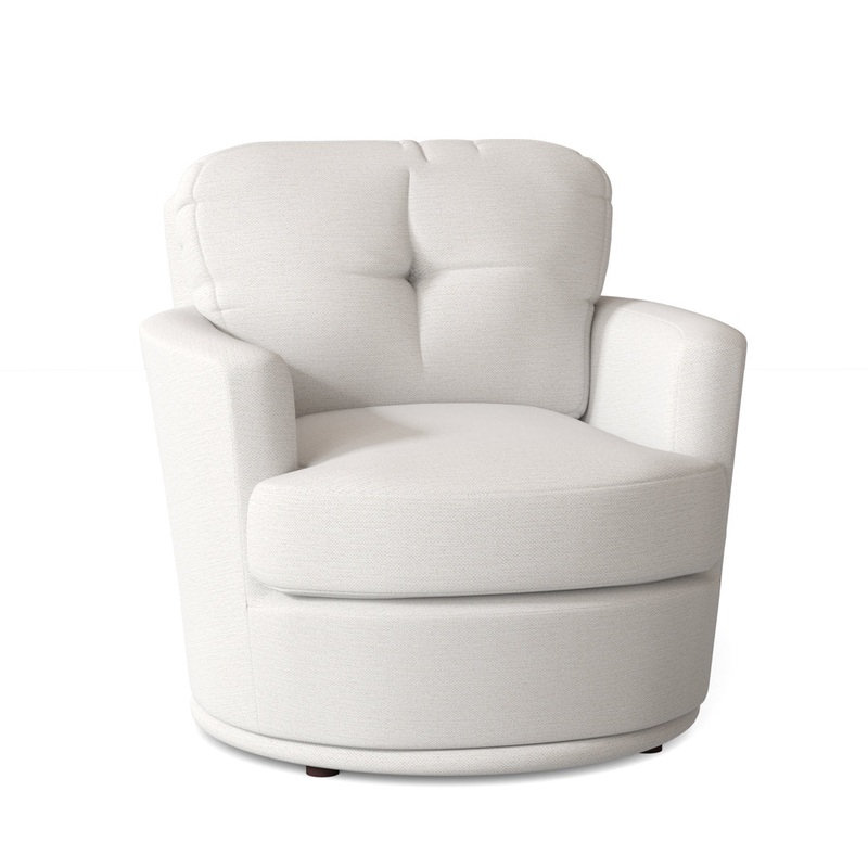 Towry 36″ Wide Tufted Swivel Armchair Wade Logan Fabric: Laguna Blue Floral Performance