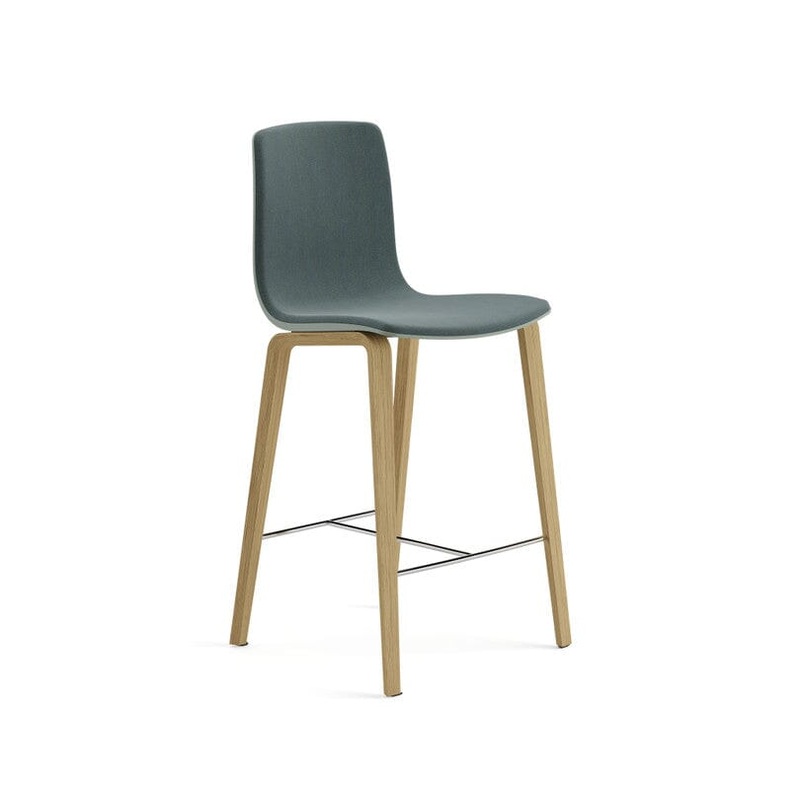 Aava 02-4 Wood Legs Polypropylene Counter & Bar Stool With Front Upholstery