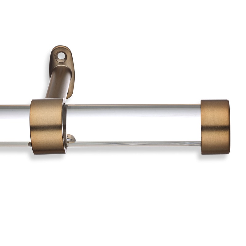 Cambria Designer Series 1 1/8 In Dia. Clear Acrylic Fixed Length Curtain Rod w/ End Cap MODE Size: 60″ Finish: Graphite