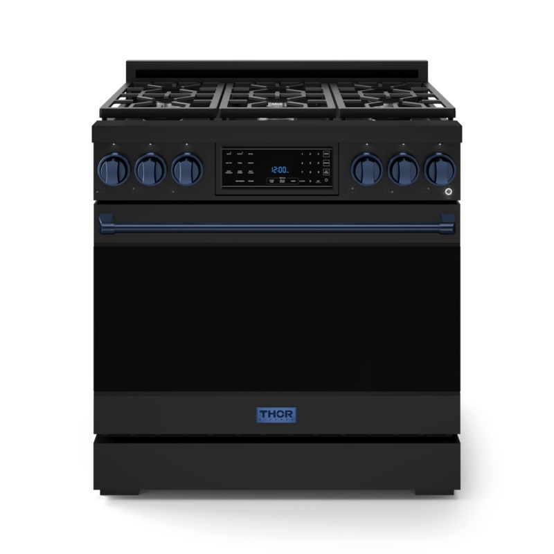 Thor Kitchen RSG36BBLU 36 Inch Professional Gas Range With Tilt Panel Touch Control In Stainless Black/Blue Gordon Ramsay Series – Rsg36B-Blu