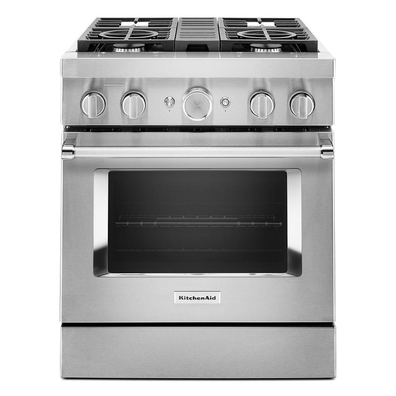 KFDC500JSS KitchenAid 30” Smart Commercial-Style Dual Fuel Range with 4 Burners