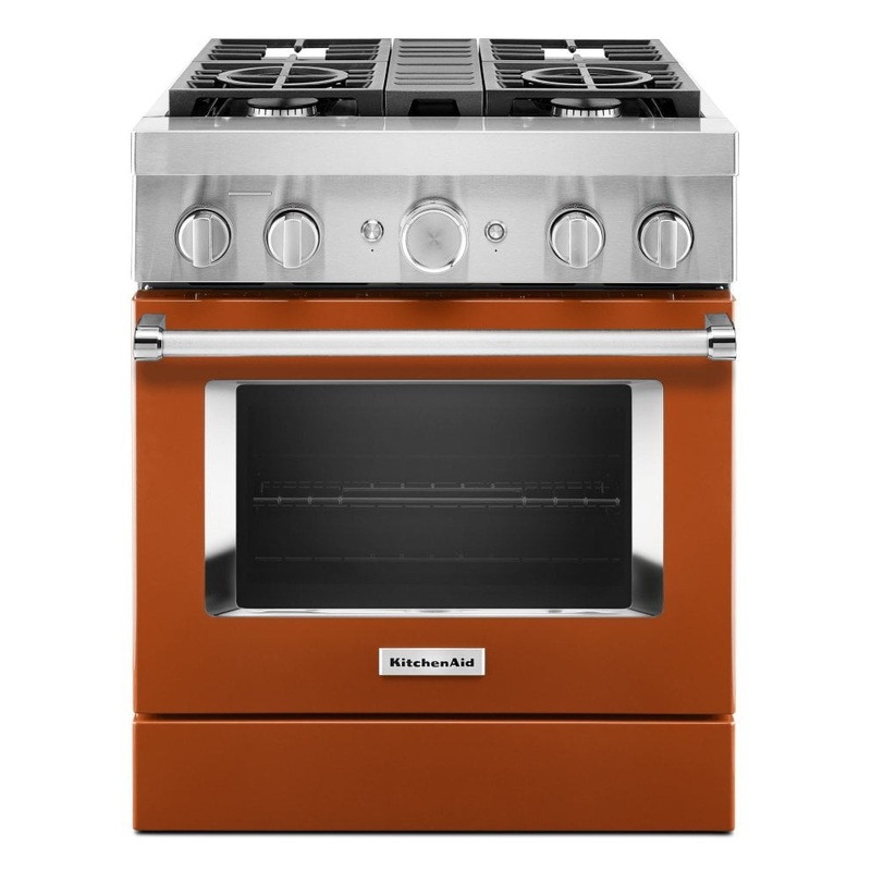 Kitchenaid KFDC500JSC Kitchenaid 30” Smart Commercial-Style Dual Fuel Range With 4 Burners – Scorched Orange