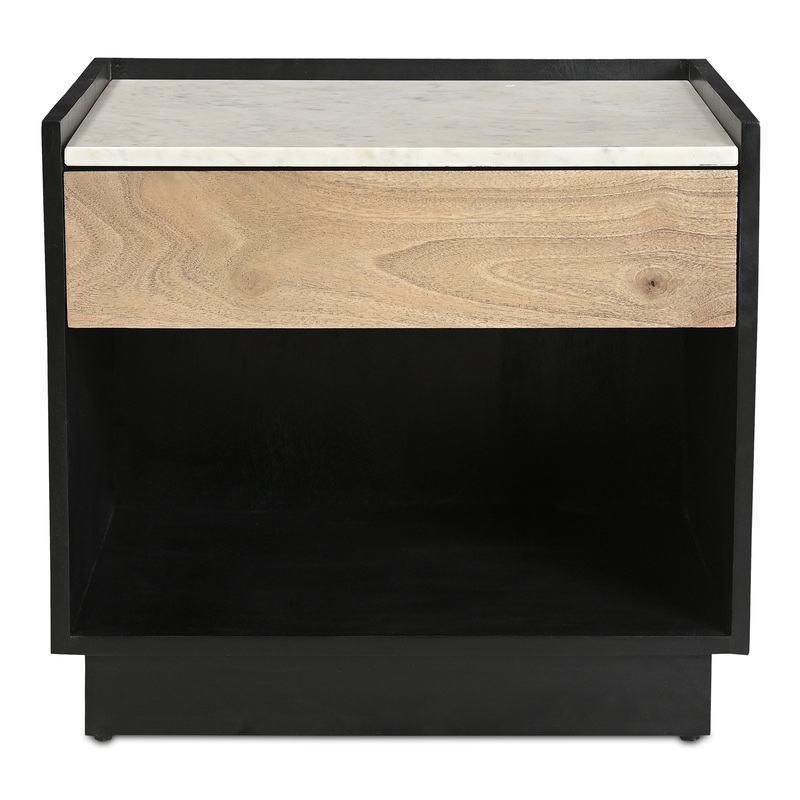 Timeless Ribbed Nightstand with Mango Wood Drawer