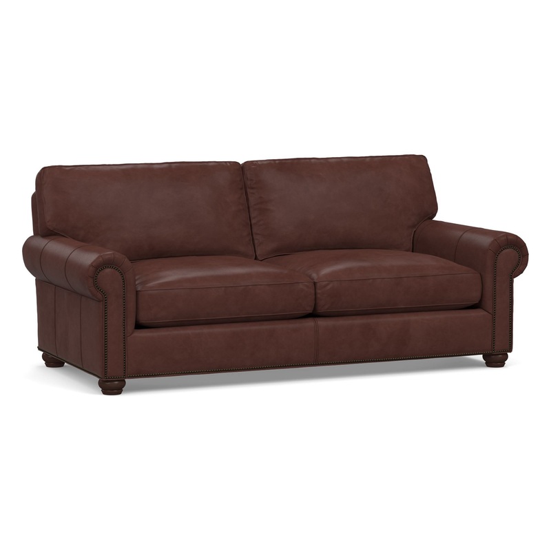 Webster Leather Sofa with Nailheads