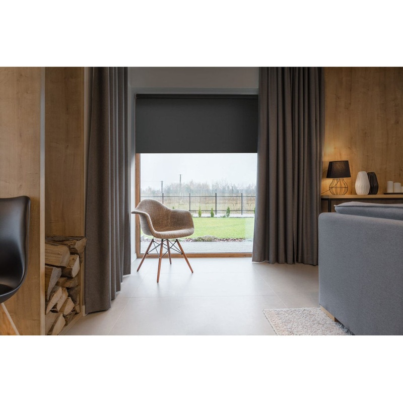 Blackout Cordless Roller Shade Symple Stuff Color: Dark Gray Blind Size: 34.5″W x 74″L