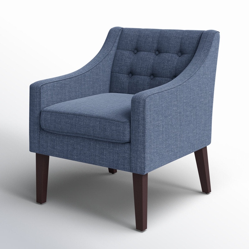 Clopton 26″ Wide Mid-Century Modern Tufted Accent Armchair Hashtag Home Fabric: Navy Blue Polyester Blend