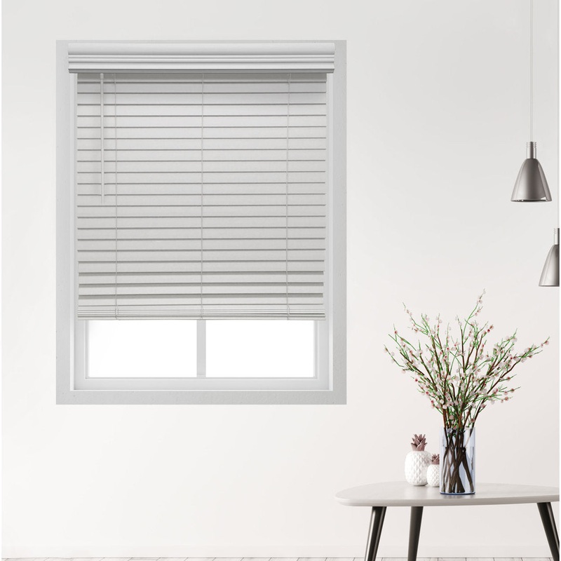2.5 ” Room Darkening Cordless Faux Wood Blind Symple Stuff Color/Finish: White Length: 48″, Width: 61″