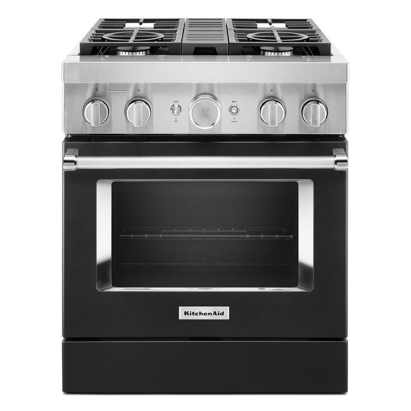 KFDC500JBK KitchenAid 30” Smart Commercial-Style Dual Fuel Range with 4 Burners