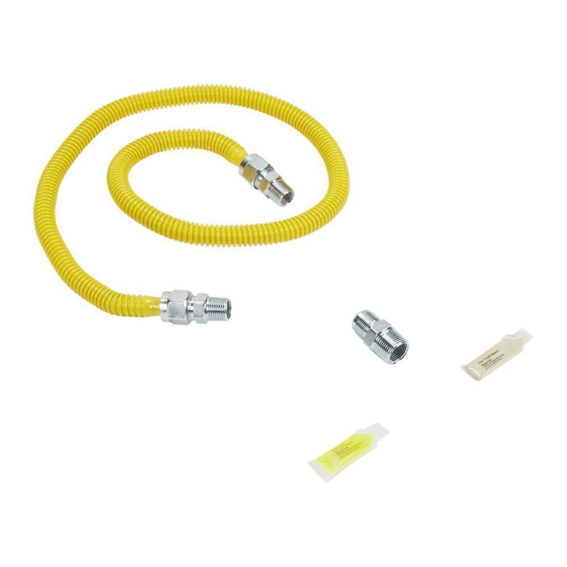 Whirlpool 3048KITRC 4′ Gas Range Connector Kit with two 1/2″ & one 3/4″ male/female connectors, and sealant