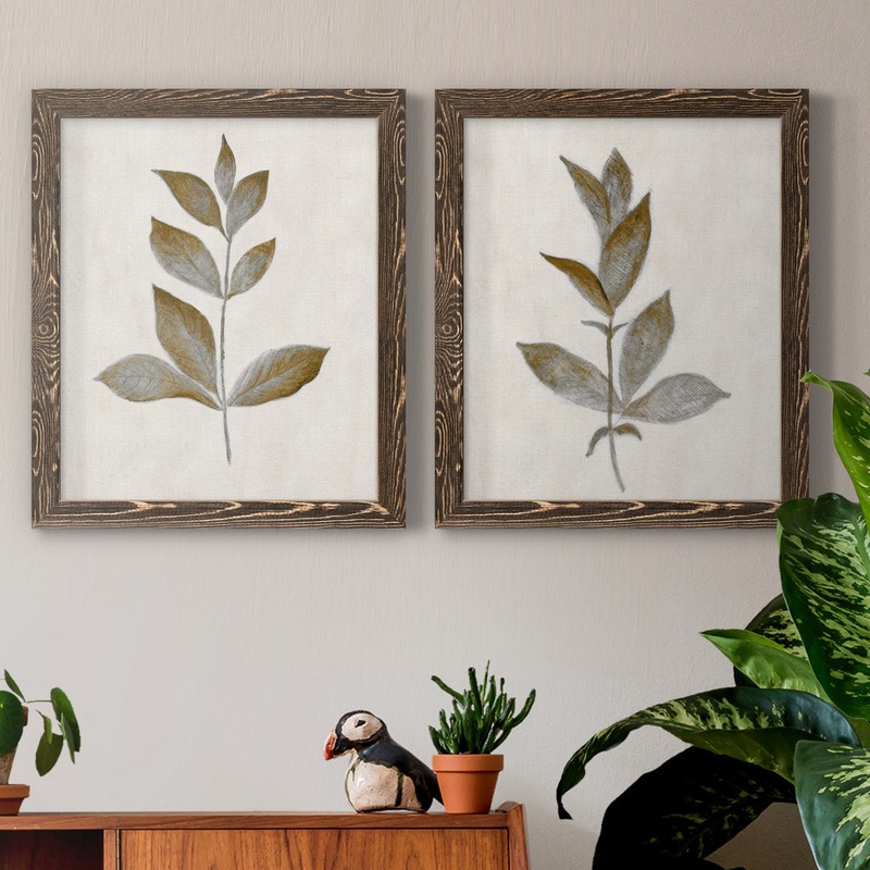 Bronze Leaf I – 2 Piece Print Set (Set of 2) Laurel Foundry Modern Farmhouse Mat Color: No Mat Size: 24″ H x 36″ W x 1.5″ D Format: Walnut Framed Canvas