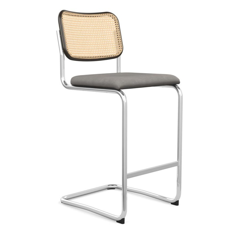 Cesca Stool Upholstered Seat & Cane Back
