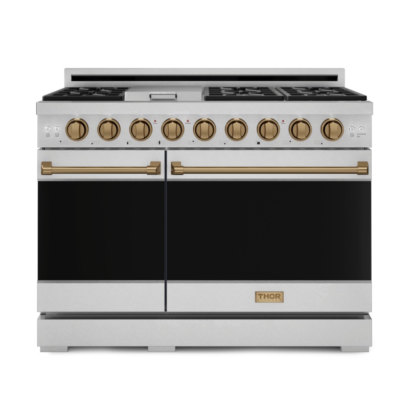 Thor Kitchen RSG48EBRZ 48 Inch Professional Gas Range With Pro-Style Knobs In Stainless Steel/Bronze Gordon Ramsay Series – Rsg48E-Brz
