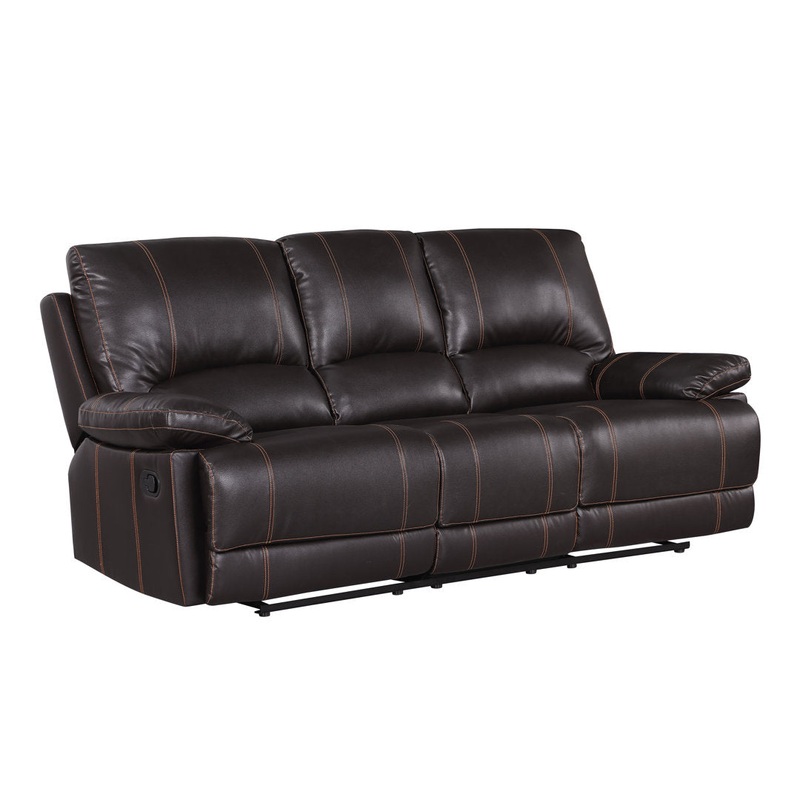 Trower 89″ Faux Leather Pillow Top Arm Reclining Sofa Red Barrel Studio Upholstery: Brown Faux Leather