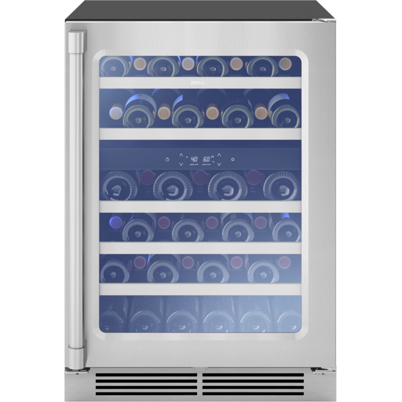 Zephyr PRPW24C02AG Presrv Pro Wine Cooler, 24in Under Cabinet, SS+Glass, Reverse Door, 2 Zone