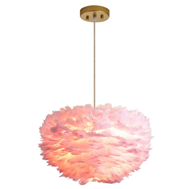 3 – Light Unique / Statement Globe Chandelier with Feather Accents Etta Avenue Shade Color: Pink