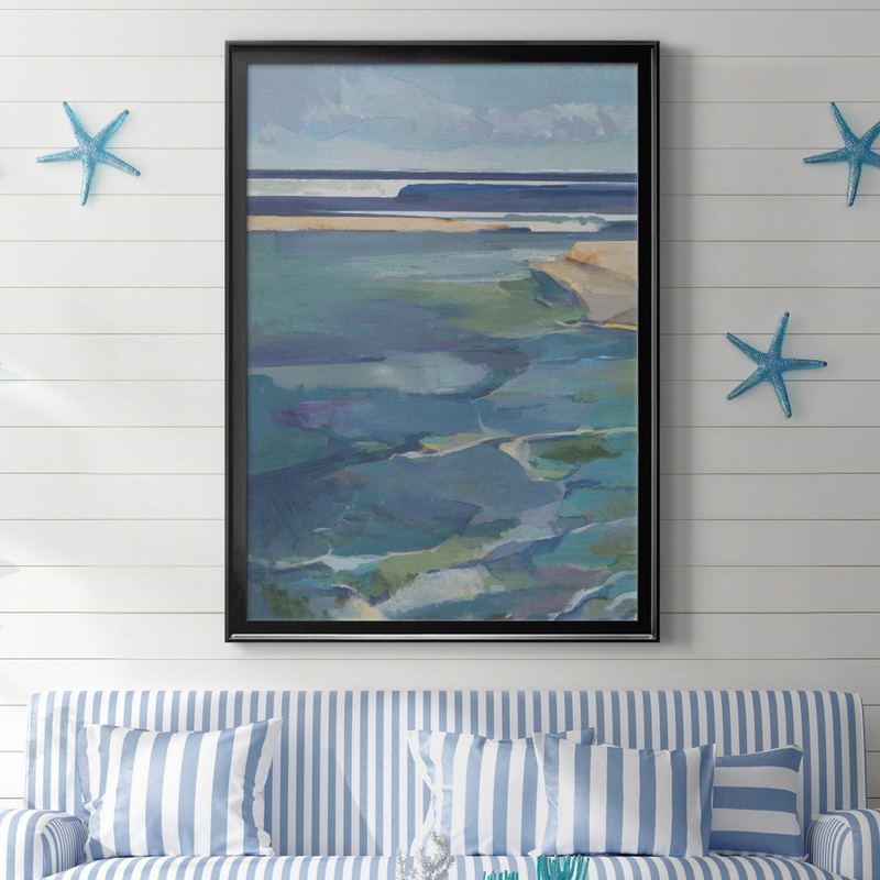 Breakwater – Picture Frame Print on Canvas Sand & Stable Size: 26.5″ H x 36.5″ W x 1.5″ D Format: Black Framed Canvas
