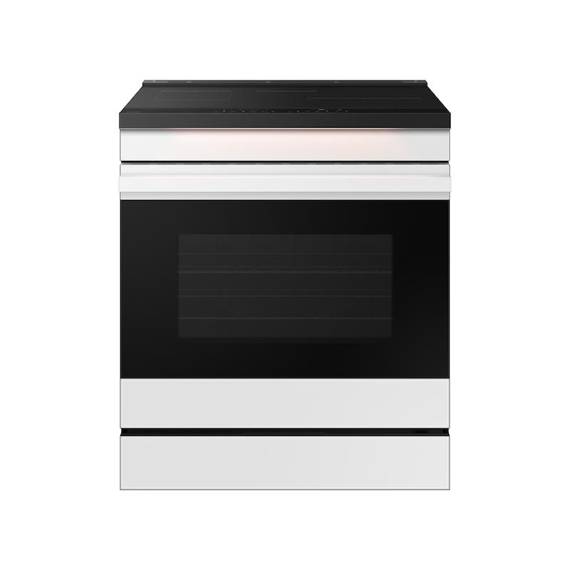 Samsung NSI6DB950012 Bespoke 6.3 cu. ft. Smart Slide-In Induction Range with Ambient Edge Lighting & Air Sous Vide in White Glass