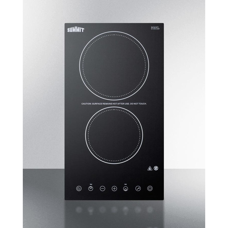 Summit CR2B23T3B 12″ Wide 230v 2-burner Radiant Cooktop