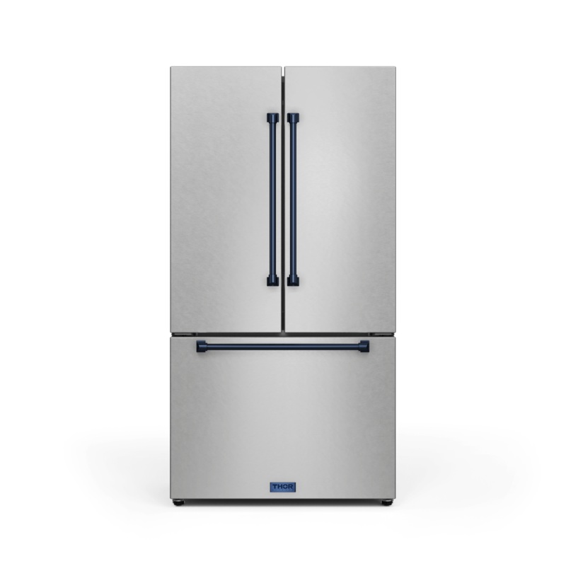 Thor Kitchen RF3621CTD99BLU 36 Inch 20.3 Cu Ft French Door Counter Depth Refrigerator With Ice Maker In Stainless Steel/Navy Blue Gordon Ramsay Series – Rf3621Ctd99-Blu