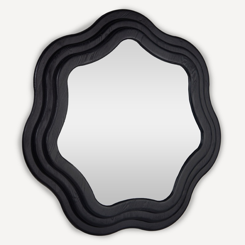Whimsical Swirl Rattan Wall Mirror – Graphic Oak Frame