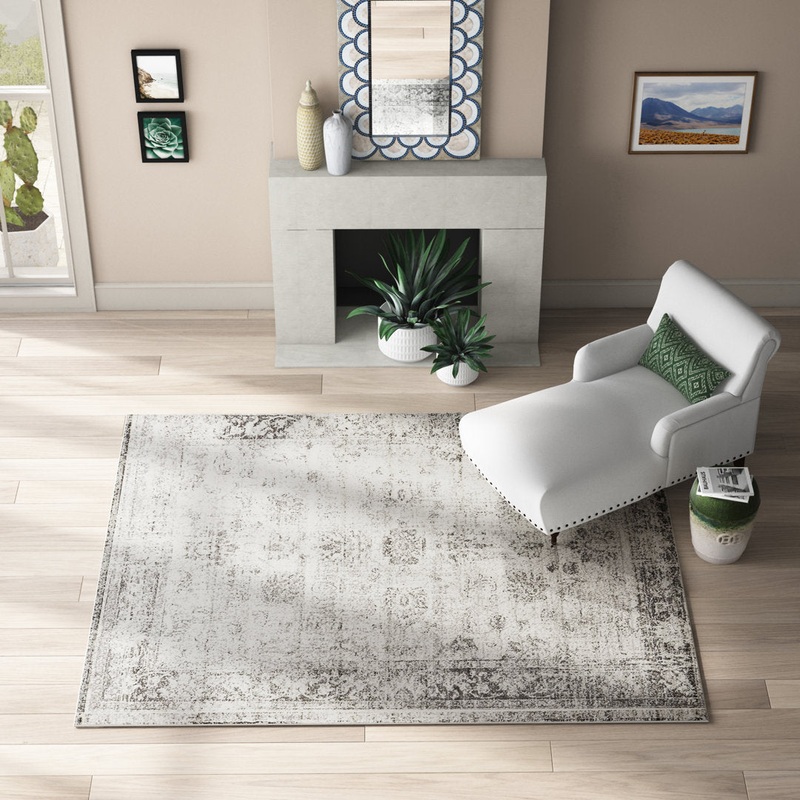 Brandt Floral Gray Area Rug Mistana Rug Size: Rectangle 7’1″ x 10′