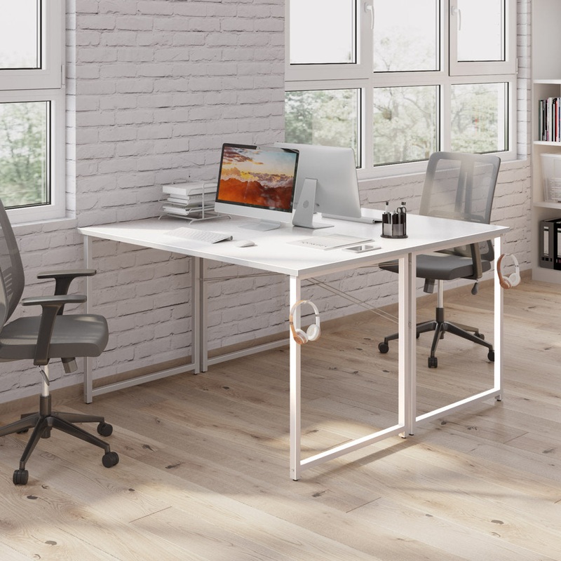 Desk 17 Stories Color (Top/Frame): White/White Size: 29.13″ H x 47.24″ W x 18.89″ D