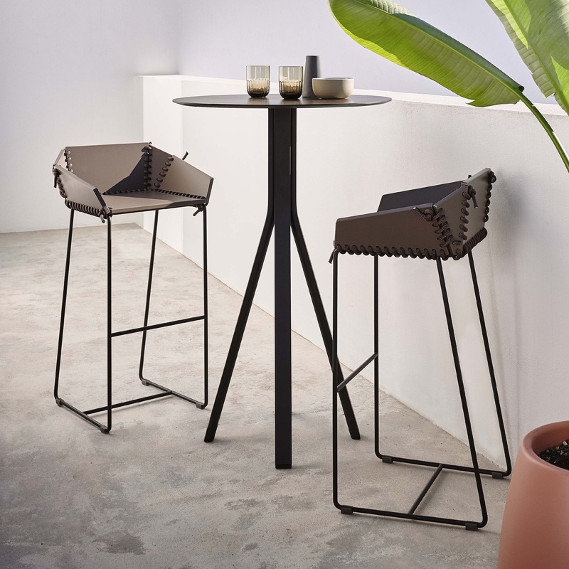 Textile Outdoor High Stool with Backrest